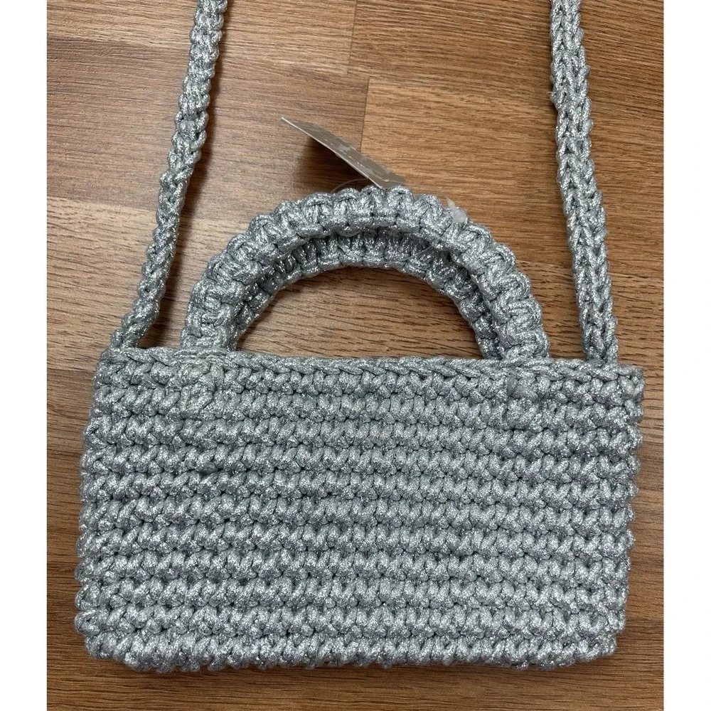 J.Crew Cadiz Small Silver Metallic Crossbody Phone Purse Bag NEW